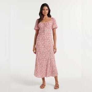 Ever New US 14 Lorelei Ruched Front Blush Floral Midi Dress
